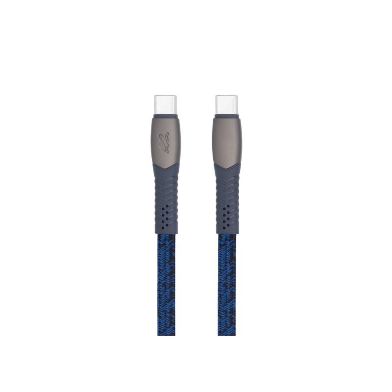 Type-C to Type-C Cable Rivacase PS6105 BL12, nylon braided, 1.2M, Blue