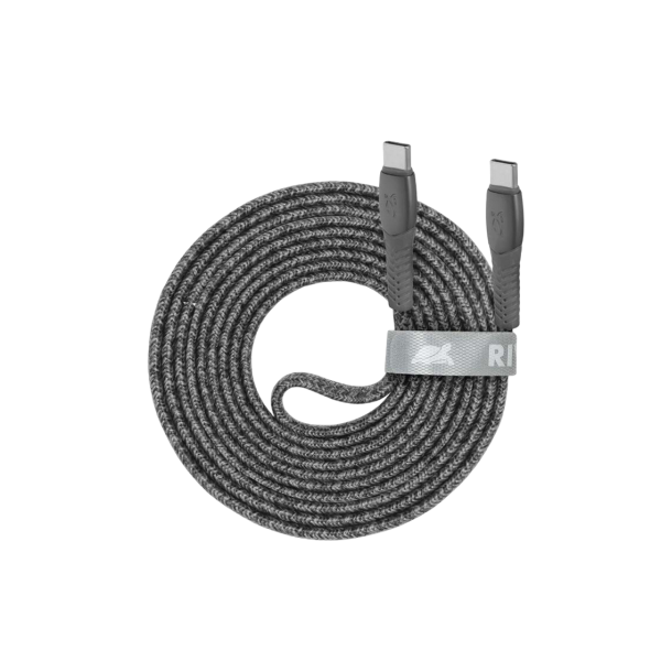 Type-C to Type-C Cable Rivacase PS6105 GR21, nylon braided, 2.1M, Gray