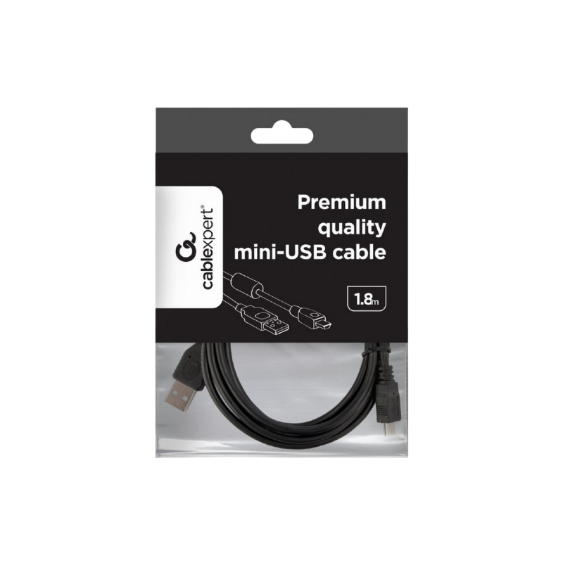 Кабель USB, A-plug MINI 5PM, 1,8 м, USB2.0 Премиум-качество с ферритовым сердечником, CCF-USB2-AM5P-6