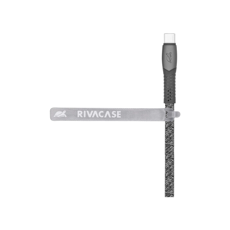 Type-C to Type-C Cable Rivacase PS6105 GR21, nylon braided, 2.1M, Gray