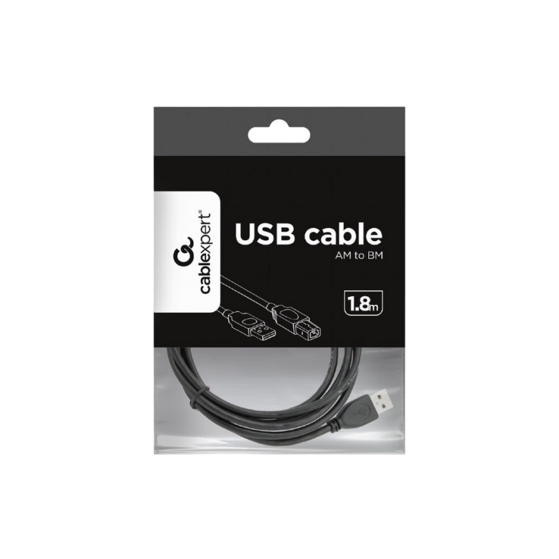 Кабель USB, AM/BM, 1,8 м, USB2.0, Высокое качество, Cablexpert, Черный, CCP-USB2-AMBM-6