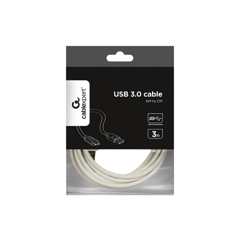 Кабель Type-C / USB3.0, AM/CM, 0,5 м, Cablexpert, белый, CCP-USB3-AMCM-W-0.5M