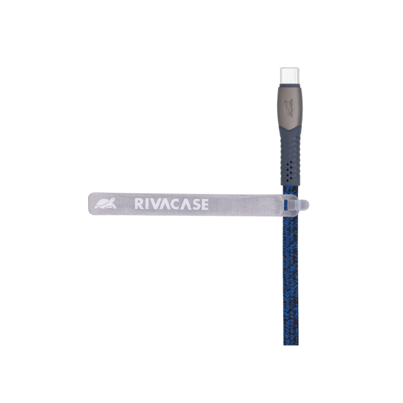Type-C to Type-C Cable Rivacase PS6105 BL12, nylon braided, 1.2M, Blue