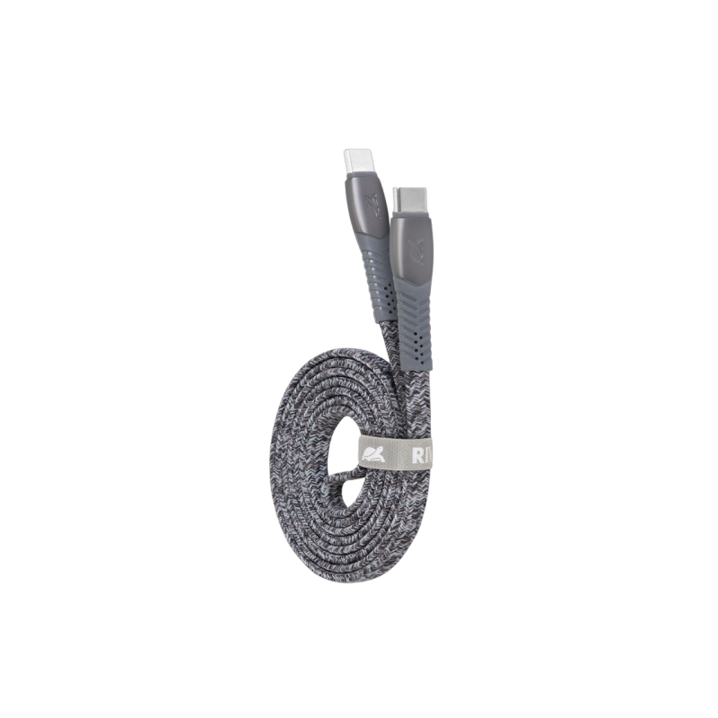Кабель Type-C - Type-C Rivacase PS6105 GR12, нейлоновая оплетка, 1,2 м, серый