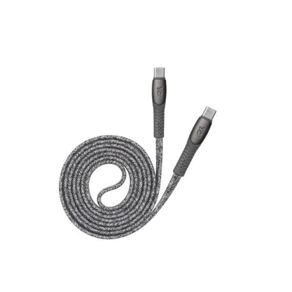 Type-C to Type-C Cable Rivacase PS6105 GR12, nylon braided, 1.2M, Gray