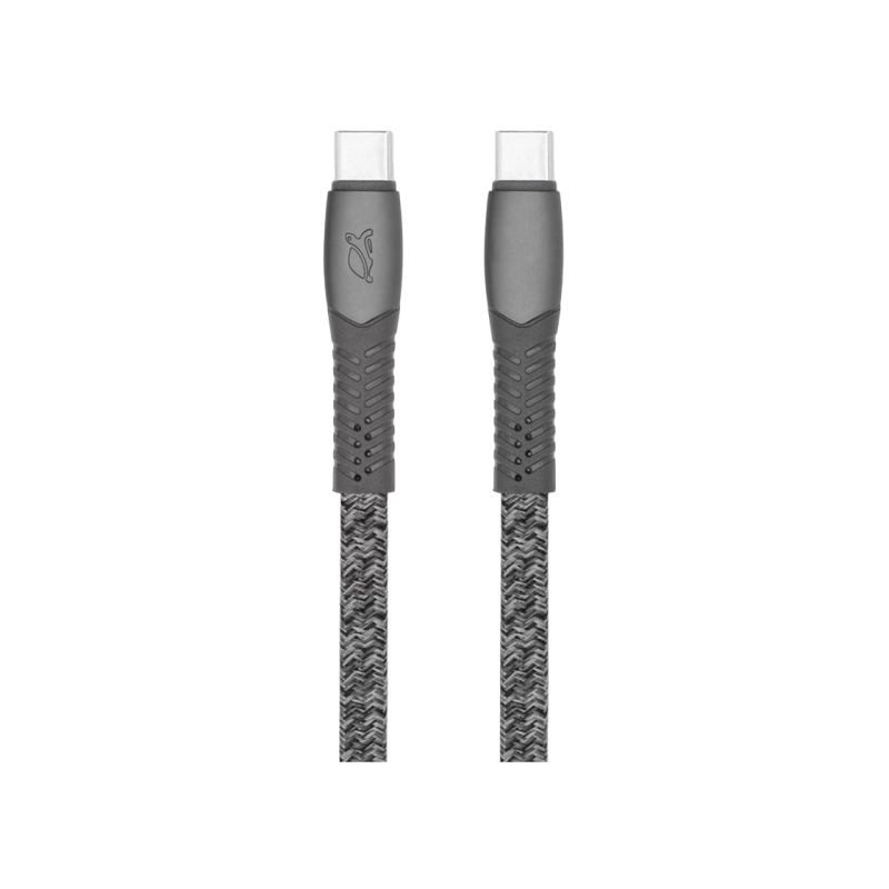 Type-C to Type-C Cable Rivacase PS6105 GR21, nylon braided, 2.1M, Gray