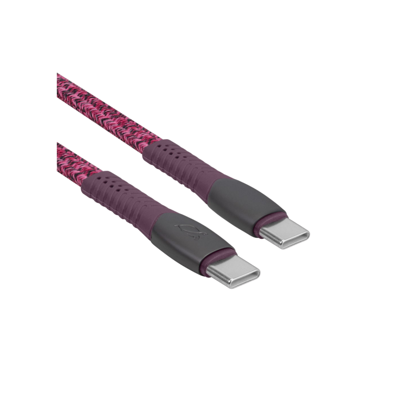 Type-C to Type-C Cable Rivacase PS6105 RD12, nylon braided, 1.2M, Red