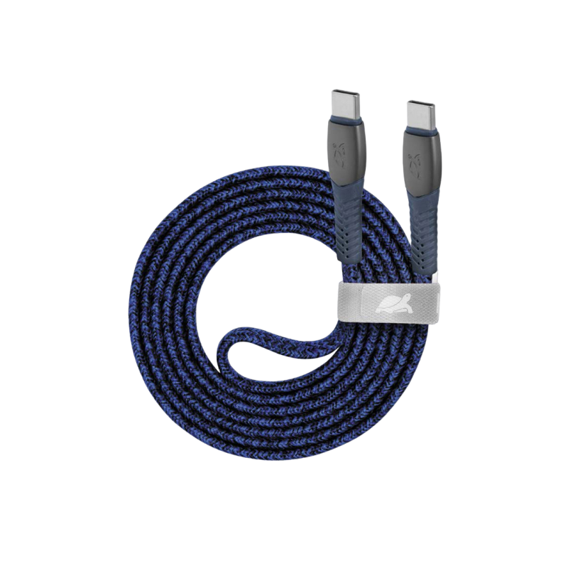 Type-C to Type-C Cable Rivacase PS6105 BL12, nylon braided, 1.2M, Blue