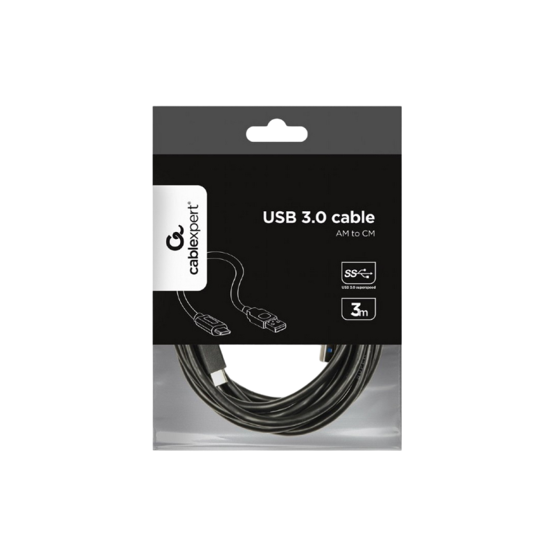 Кабель Type-C / USB3.0, AM/CM, 3,0 м, Cablexpert, черный, CCP-USB3-AMCM-10