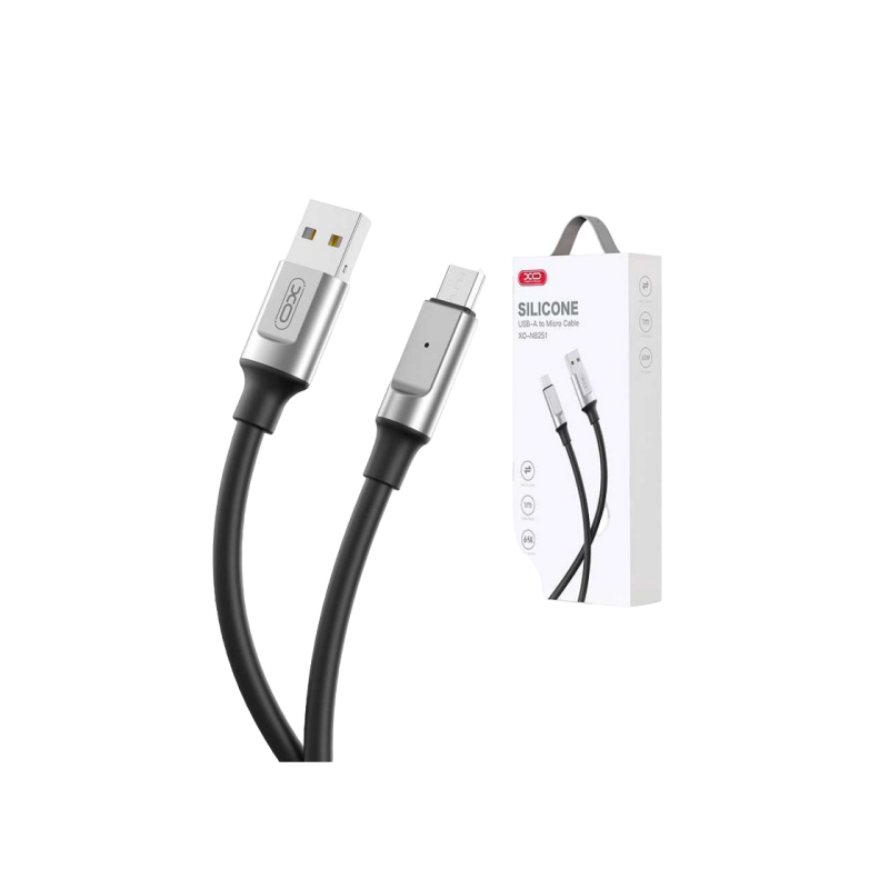Кабель Micro-USB XO, с оплеткой, NB251 6A, 1M, черный