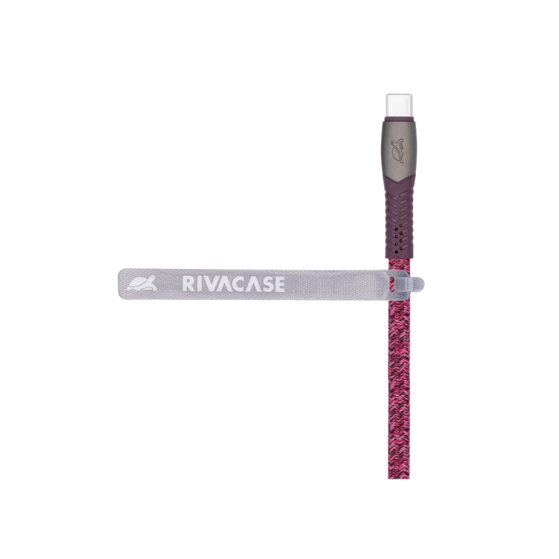 Type-C to Type-C Cable Rivacase PS6105 RD12, nylon braided, 1.2M, Red