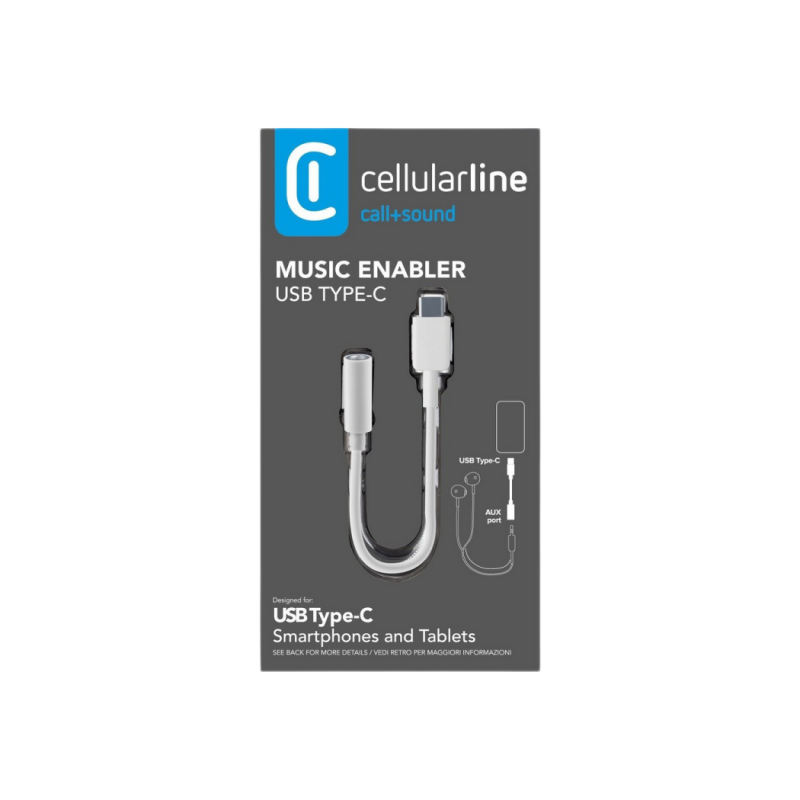 Адаптер USB-C на 3,5 мм Jack, Cellularline, белый
