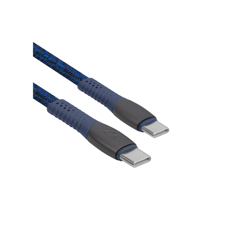 Type-C to Type-C Cable Rivacase PS6105 BL12, nylon braided, 1.2M, Blue