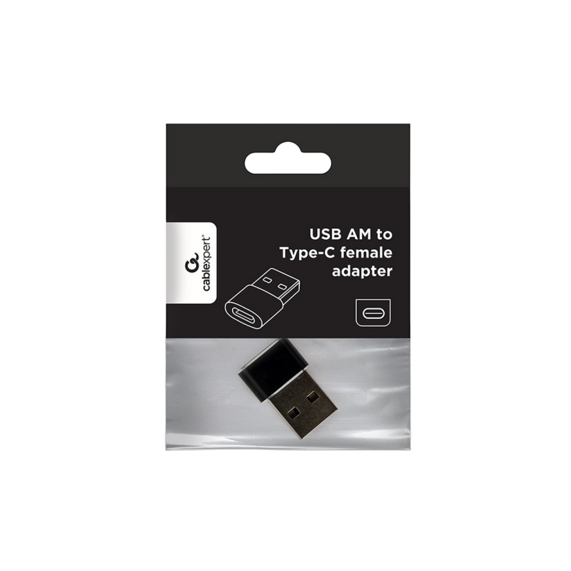 Адаптер USB2.0 папа / Type-C мама, AM/CF, Cablexpert, A-USB2-AMCF-02