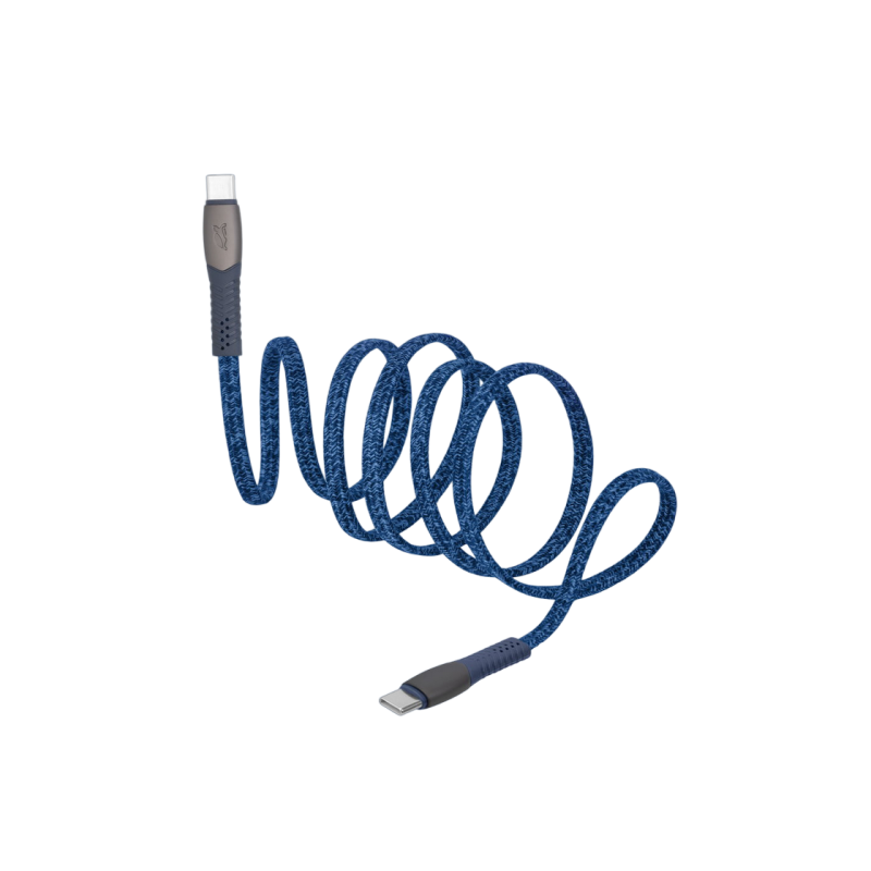 Type-C to Type-C Cable Rivacase PS6105 BL12, nylon braided, 1.2M, Blue