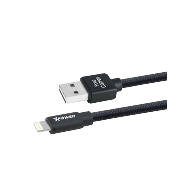 Xpower Lightning cable, Nylon Black
