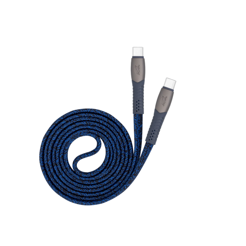 Type-C to Type-C Cable Rivacase PS6105 BL12, nylon braided, 1.2M, Blue