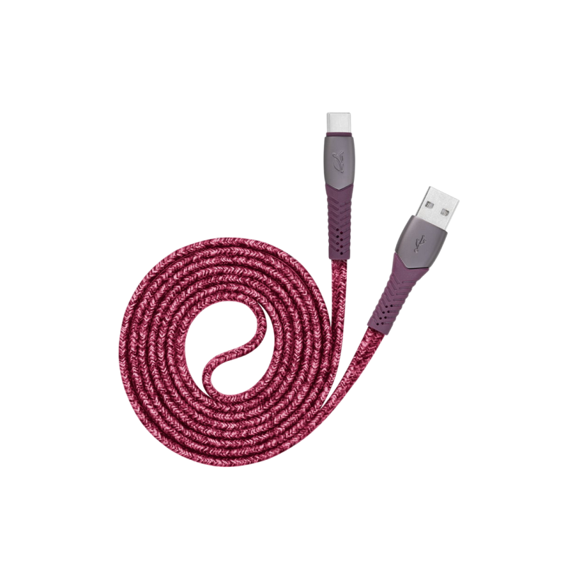Type-C Cable Rivacase PS6102 RD12, nylon braided, 1.2M, Red