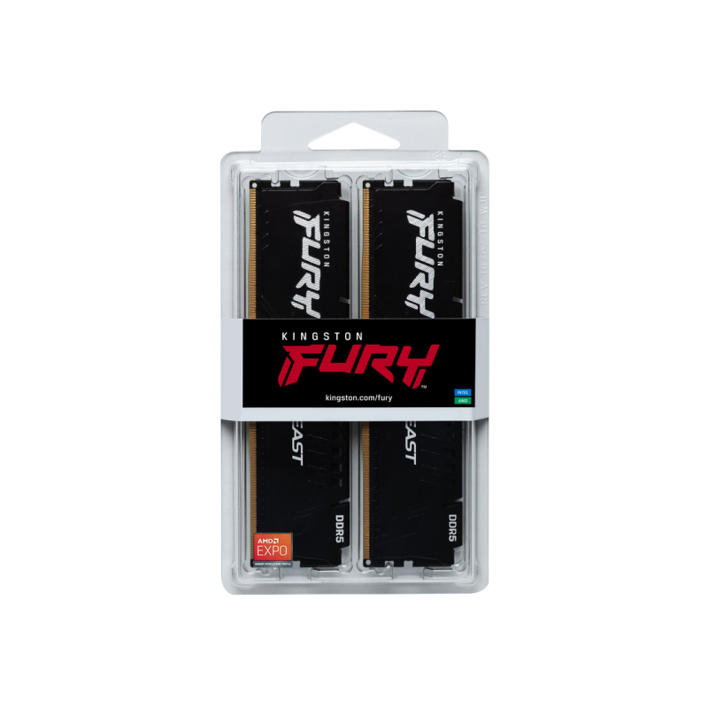 Оперативная память 64GB (Kit of 2x32GB) DDR5-6000 Kingston Fury Beast DDR5 Expo, 218539