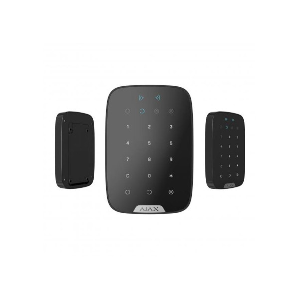 Беспроводная сенсорная клавиатура Ajax Security "KeyPad Plus", черная, зашифрованные бесконтактные карты и брелоки