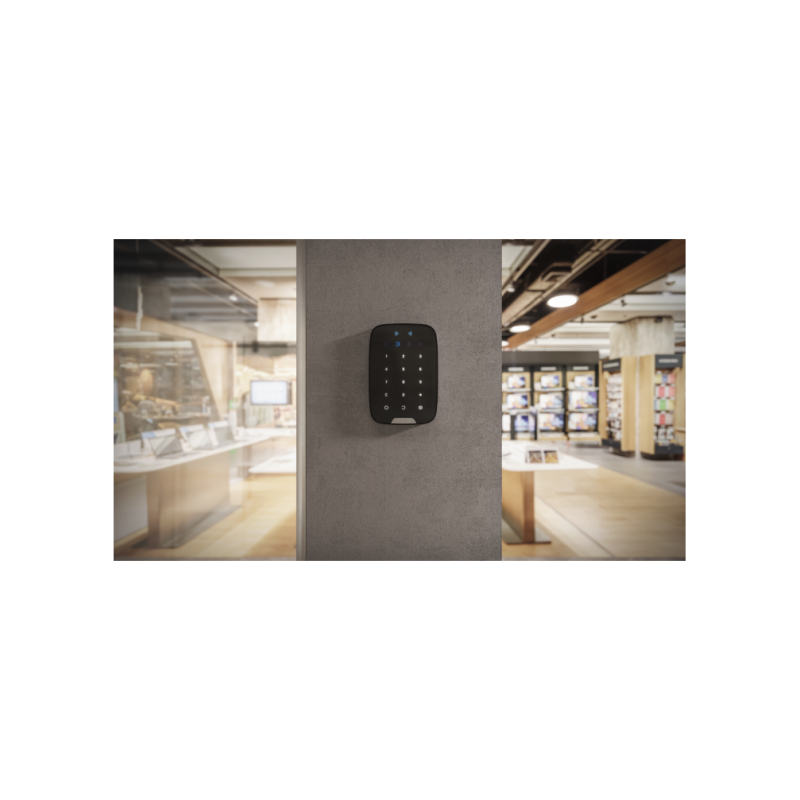 Беспроводная сенсорная клавиатура Ajax Security "KeyPad Plus", черная, зашифрованные бесконтактные карты и брелоки
