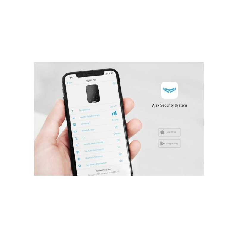 Беспроводная сенсорная клавиатура Ajax Security "KeyPad Plus", черная, зашифрованные бесконтактные карты и брелоки