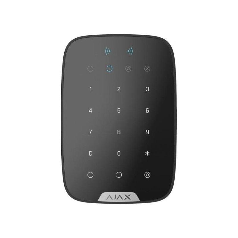 Беспроводная сенсорная клавиатура Ajax Security "KeyPad Plus", черная, зашифрованные бесконтактные карты и брелоки