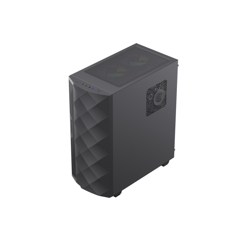 Корпус ATX GAMEMAX Diamond CP BK, без блока питания, толщина слоя 0,5 мм, 2 x 120 мм ARGB-подсветки, 1 x 140 мм ARGB-подсветка, ARGB-концентратор, сетка на передней панели + светодиодная лента, 1 x USB3.1