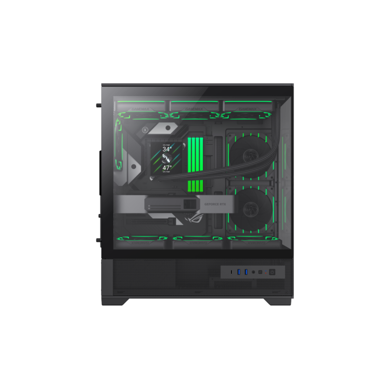 Case ATX GAMEMAX VISTA 2 AB, w/o PSU, 0.6mm, 3x120mm ARGB, ARGB Hub, RC, Front&Side Tempered Glass, 2xUSB3.0,