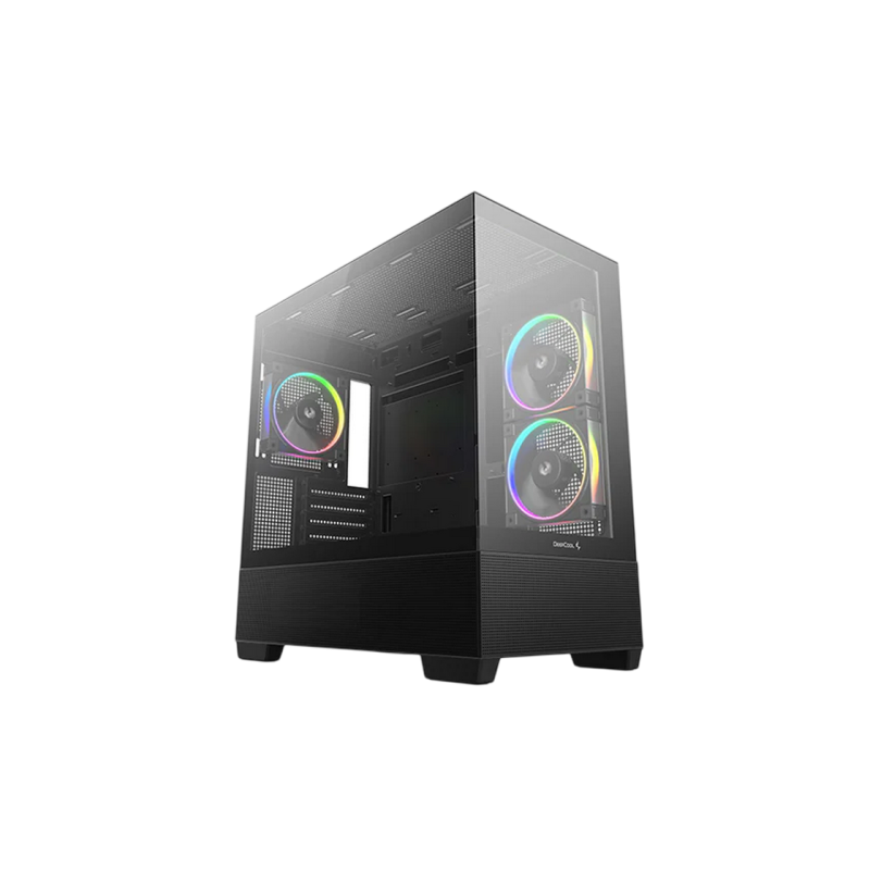 Case mATX Deepcool CG380, w/o PSU, 3x120mm, Front&Side TG, 2xUSB3.0, 1xUSB-C, 3x2.5", 2x3.5", Black
