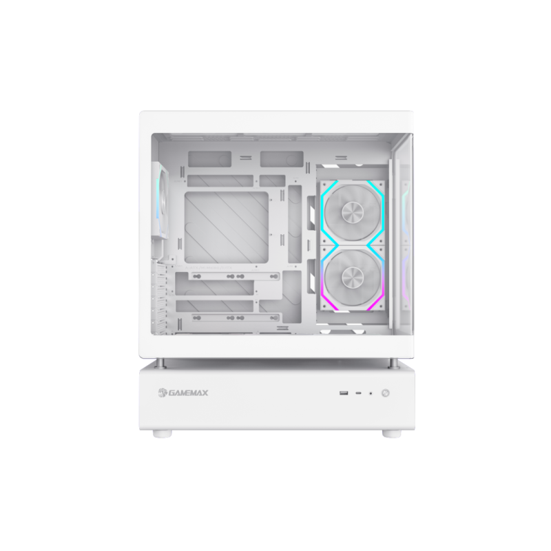 Корпус ATX GAMEMAX N80, без блока питания, 0,8 мм, 6 вентиляторов 120 мм ARGB, передняя и боковая подсветка, модульная конструкция, вертикальное крепление видеокарты,