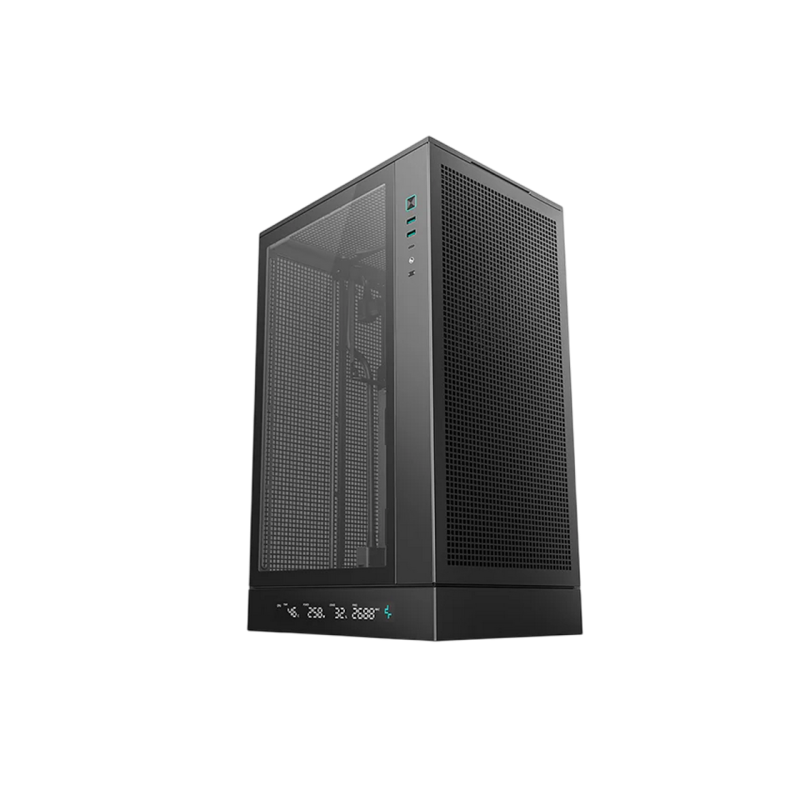 Case mATX Deepcool CH270 Digital, w/o PSU, No fans, TG, 2xUSB3.0, 1xUSB-C, 1x2.5", 1x3.5", Black