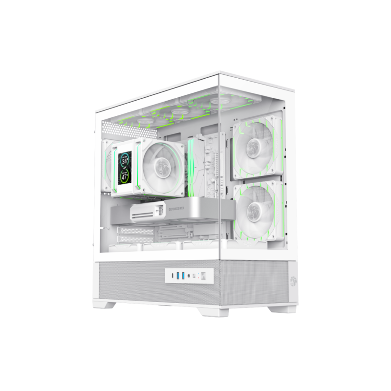 Case mATX GAMEMAX VISTA 2 MW, w/o PSU, 0.6mm, 3*120 ARGB PWM,Front&Side Tempered Glass 270- degree, 2xUSB3.0, 