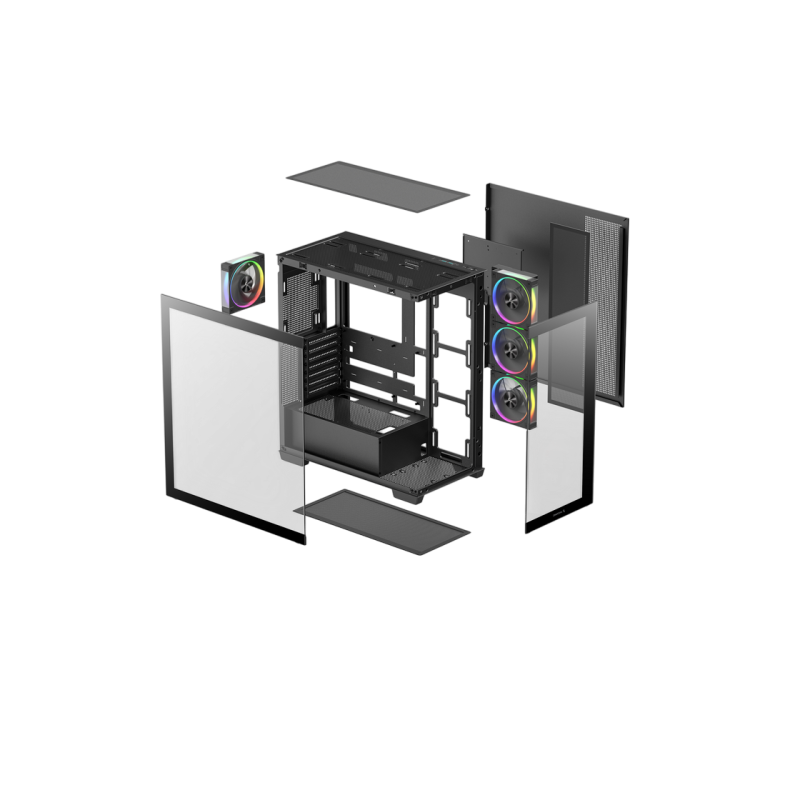 Case ATX Deepcool CG580 4F, w/o PSU, 4 ARGB fans, 2xUSB3.0, 1xUSB-C, Front & Side Tempered Glass, 2x2.5"