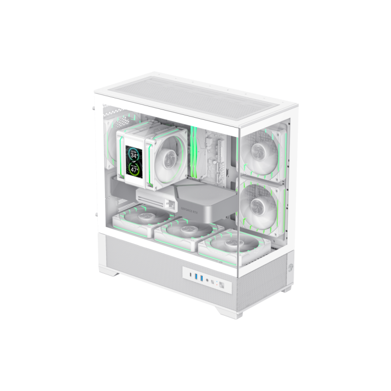 Case mATX GAMEMAX VISTA 2 MW, w/o PSU, 0.6mm, 3*120 ARGB PWM,Front&Side Tempered Glass 270- degree, 2xUSB3.0,