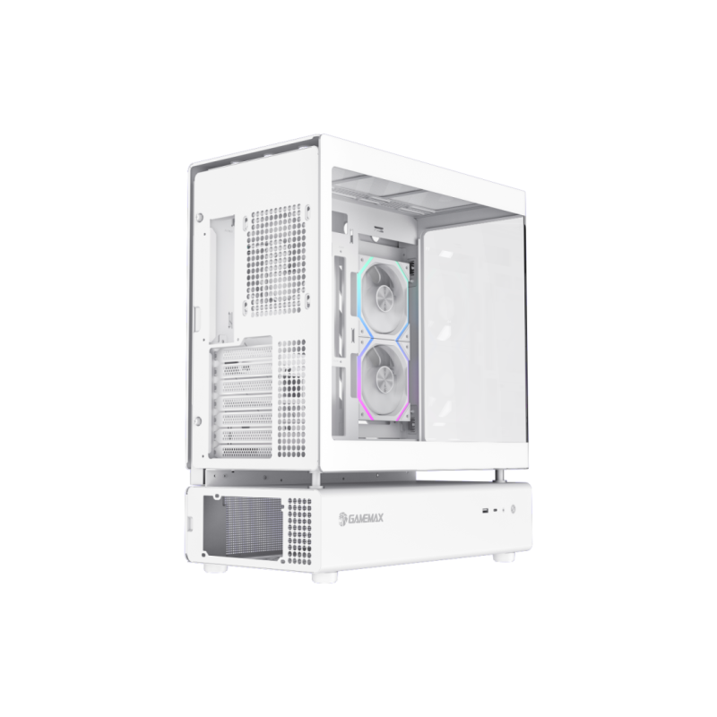 Корпус ATX GAMEMAX N80, без блока питания, 0,8 мм, 6 вентиляторов 120 мм ARGB, передняя и боковая подсветка, модульная конструкция, вертикальное крепление видеокарты,