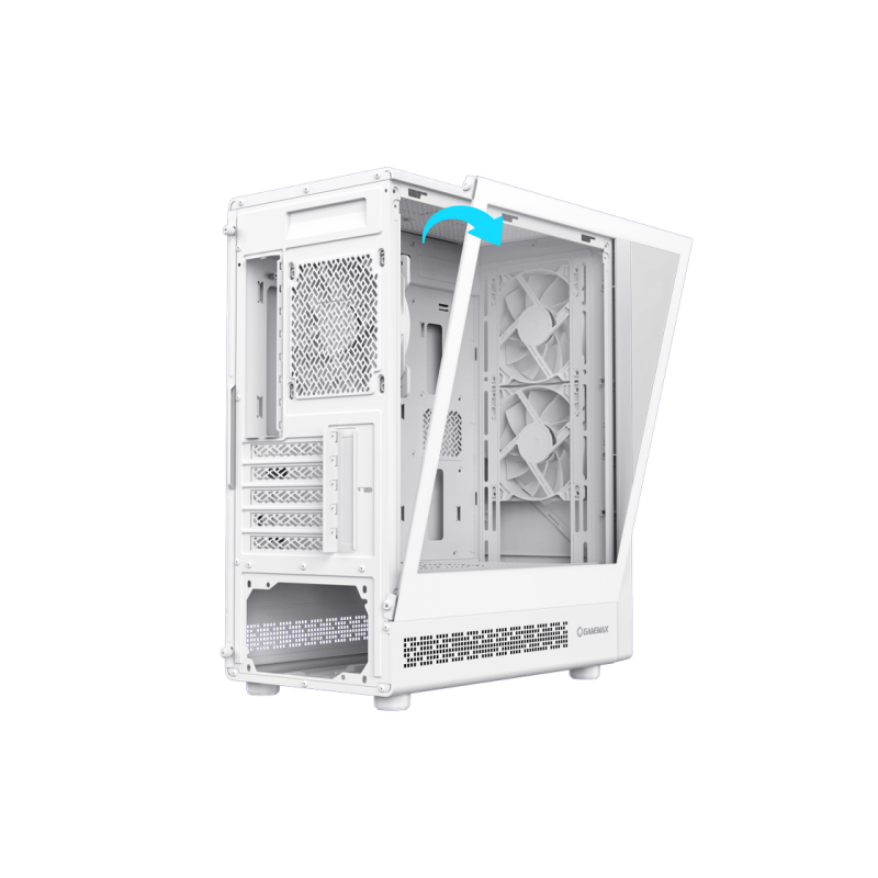 Case mATX GAMEMAX Focus MW, w/o PSU, 0.4mm, 3x120mm, Front Mesh, Tempered Glass, Dust Filter, 1xUSB-C, 1xUSB3.0,