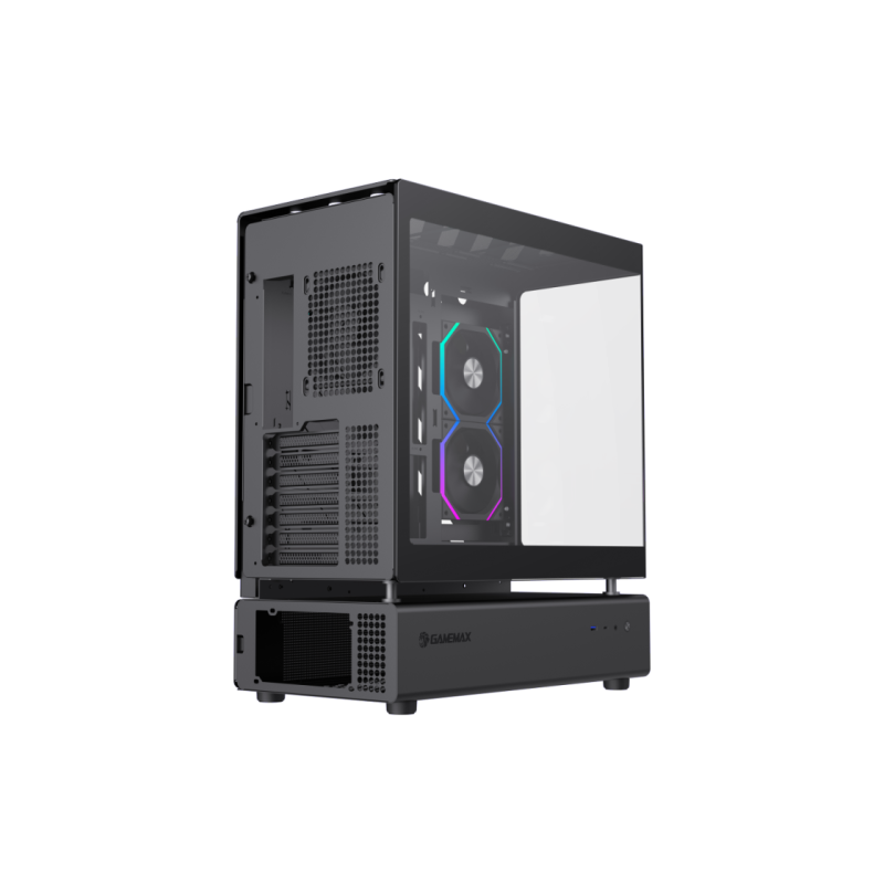 Корпус ATX GAMEMAX N80, без блока питания, 0,8 мм, 6 вентиляторов 120 мм ARGB, передняя и боковая подсветка, модульная конструкция, вертикальное крепление видеокарты,