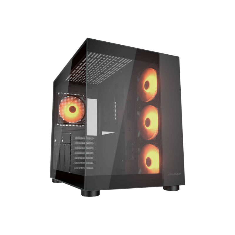 Case ATX Cougar FV 150 RGB w/o PSU 3x120revers M/B side 1x120rear ARGB Glass: Front&Side 2xUSB3.0 1xUSB-C 1x2.5