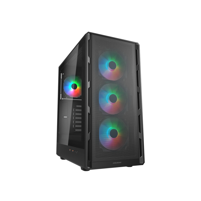Case ATX Cougar Airface Pure RGB w/o PSU 3x120front 1x120rear RGB fixed Tempered Glass LED controller 2xUSB3.0 