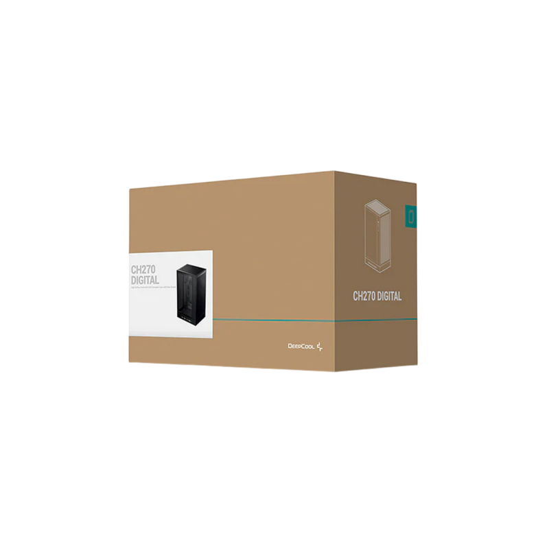 Case mATX Deepcool CH270 Digital, w/o PSU, No fans, TG, 2xUSB3.0, 1xUSB-C, 1x2.5", 1x3.5", Black