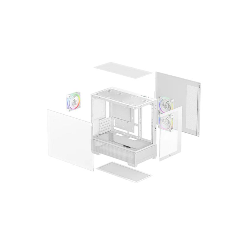 Case mATX Deepcool CG380, w/o PSU, 3x120mm, Front&Side TG, 2xUSB3.0, 1xUSB-C, 3x2.5", 2x3.5", White