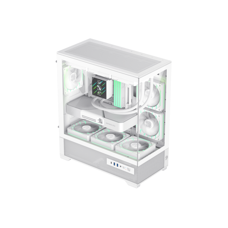 Case ATX GAMEMAX VISTA 2 AW, w/o PSU, 0.6mm, 3x120mm ARGB, ARGB Hub, RC, Front&Side Tempered Glass, 2xUSB3.0,