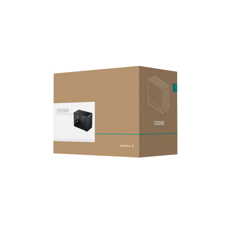 Case mATX Deepcool CH260, w/o PSU, No fans, TG, 2xUSB3.0, 1xUSB-C, 1x2.5", 1x3.5", Black