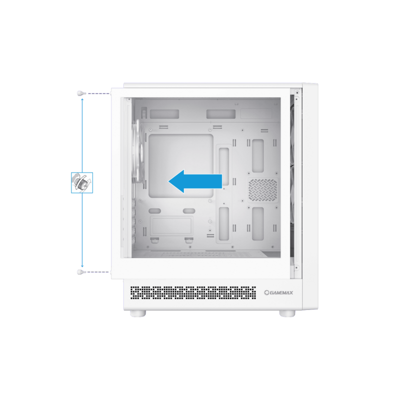 Case mATX GAMEMAX Focus MW, w/o PSU, 0.4mm, 3x120mm, Front Mesh, Tempered Glass, Dust Filter, 1xUSB-C, 1xUSB3.0,