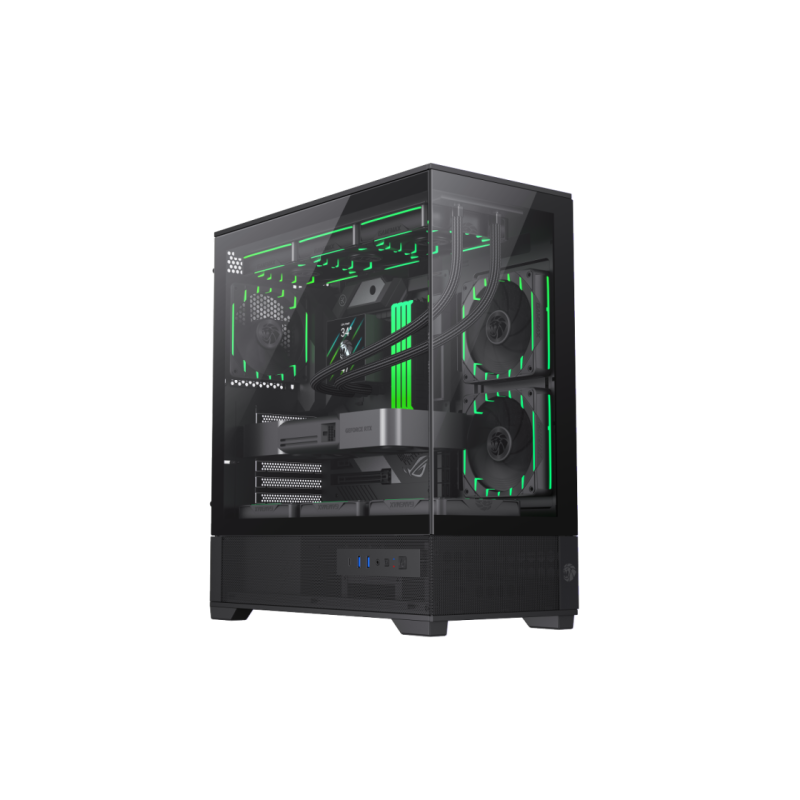 Case ATX GAMEMAX VISTA 2 AB, w/o PSU, 0.6mm, 3x120mm ARGB, ARGB Hub, RC, Front&Side Tempered Glass, 2xUSB3.0, 