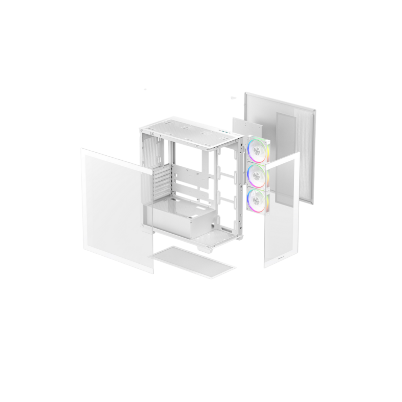 Case ATX Deepcool CG580 4F, w/o PSU, 4 ARGB fans, 2xUSB3.0, 1xUSB-C, Front & Side Tempered Glass, 2x2.5"