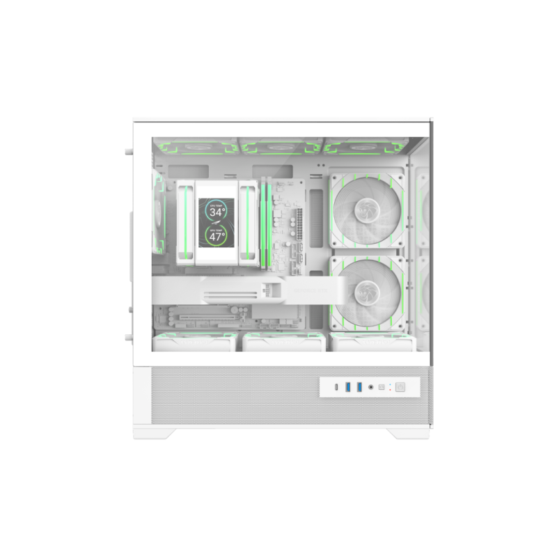 Case mATX GAMEMAX VISTA 2 MW, w/o PSU, 0.6mm, 3*120 ARGB PWM,Front&Side Tempered Glass 270- degree, 2xUSB3.0,