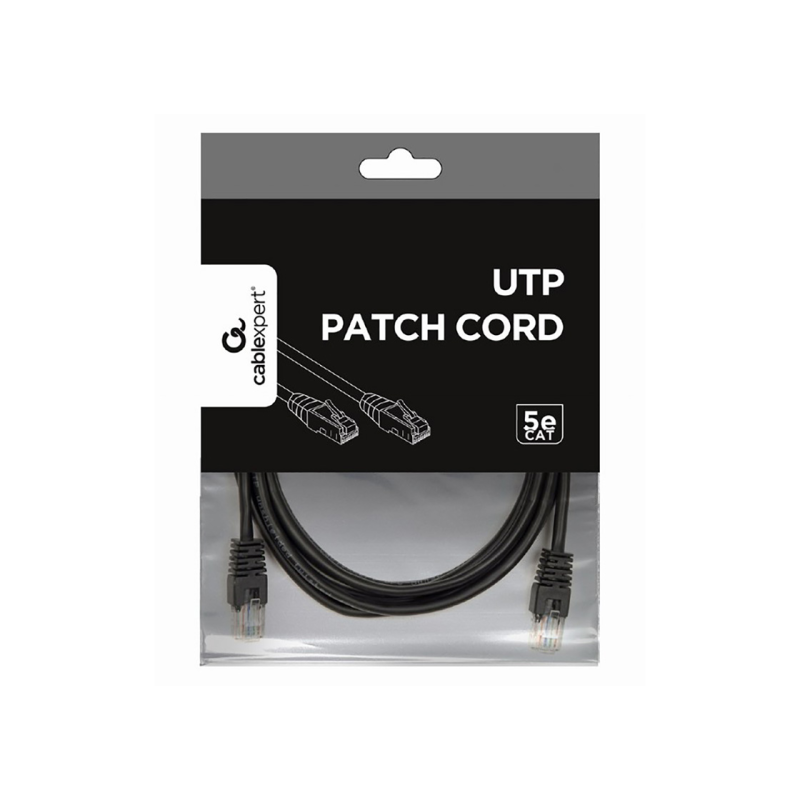 3 м, коммутационный шнур черный, PP12-3M/BK, Cat.5E, Cablexpert, литые внешние рельефные вилки 50u"