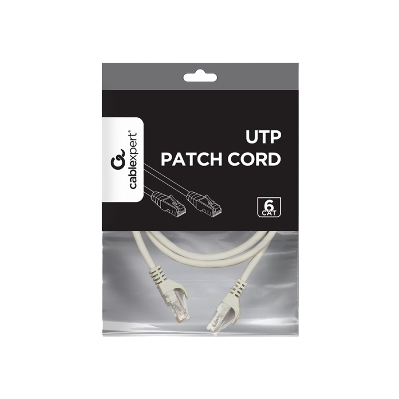 Патч-корд Cat.6U 1 м серый, PP6U-1M, Cablexpert, многожильный неэкранированный